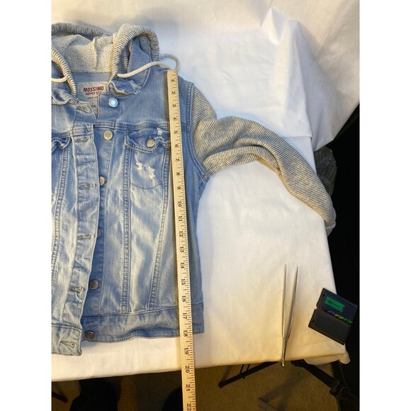 Jean Jacket Mismo Supply, hooded stressed, Small - Picture 9 of 10